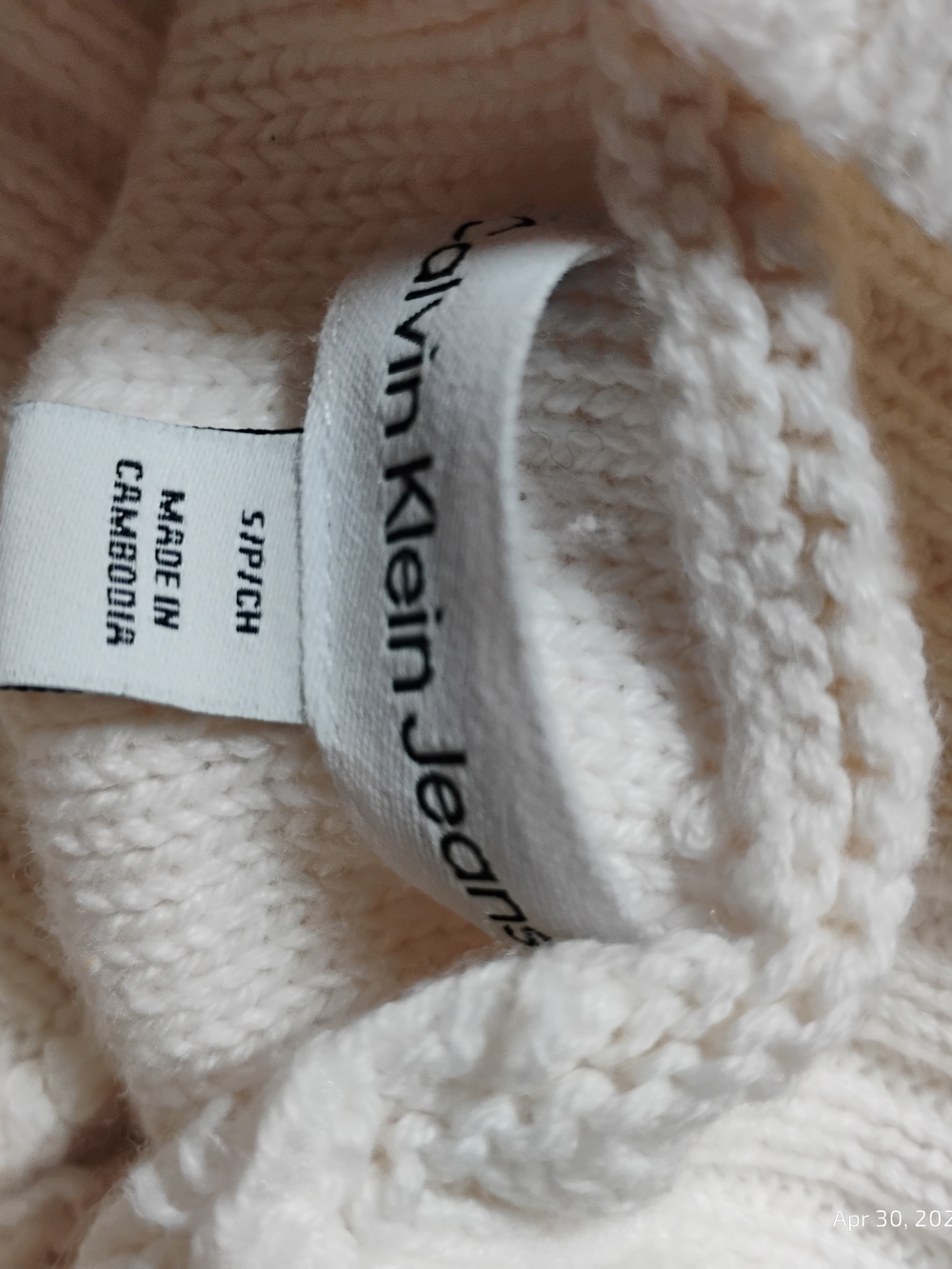 Calvin Klein Cream Cable-Knit Turtleneck Sweater - Picture 2 of 4